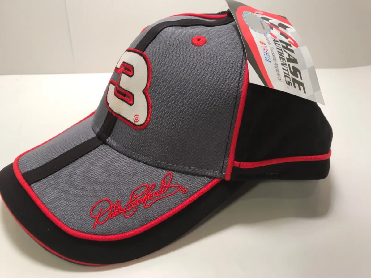 Dale Earnhardt Double Bill Hat NASCAR #3 Logo Authentics Trackside Grey | eBay