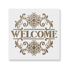 Welcome Snowflake Wall SIgn Stencil - Reusable Mylar Stencils for Painting