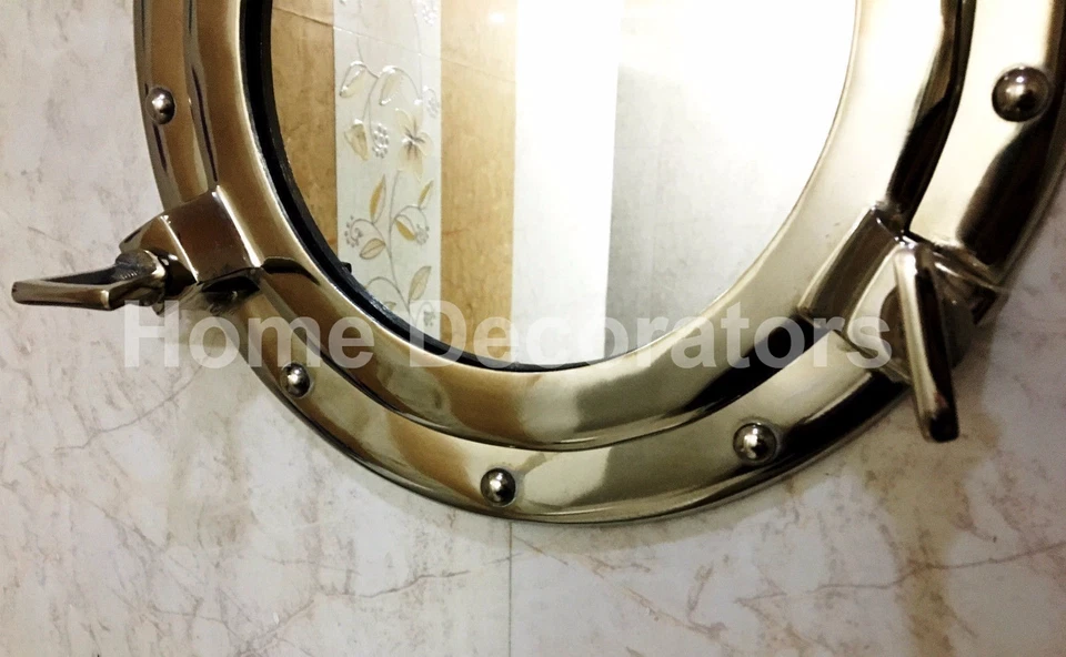Decorative Wall Hanging Mirror Silver Porthole Round Frame Home Decor Mirror 11" - Image 4 of 4