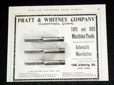 1902 OLD MAGAZINE PRINT AD, PRATT & WHITNEY CO, TAPS AND DIES, MACHINE TOOLS!