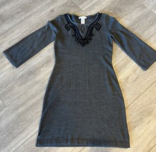 Women's "London Times" Gray Knit Sweater Dress - Pullover Size Petite Small