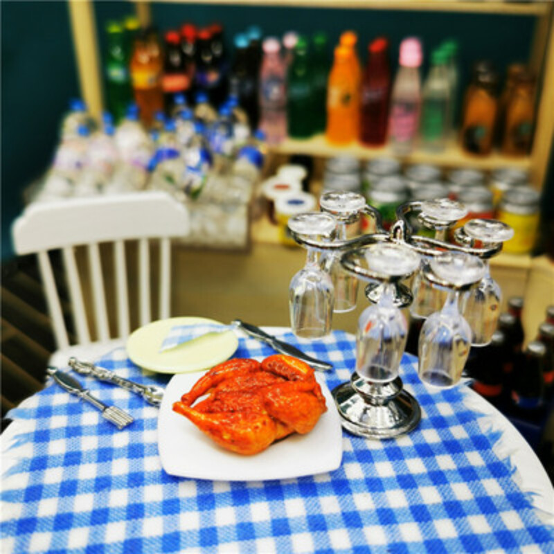 7PC 112 Scale Dolls House Goblet Cups Holder Miniature Vintage Bar