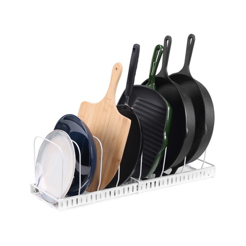 Organizer Per Pentole E Coperchi TsunNee Con 10 Divisori – Regolabile, Espandibile, Antigraffio, In Ferro, Per Armadi E Dispensa (Nero/Rosso/Bianco)