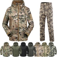 Shark Skin Soft Shell Men Military Tactical Jacket Hood Coat Pants Waterproof