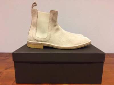 BOTTEGA VENETA WHITE CHELSEA BOOTS SHOES SZ 44