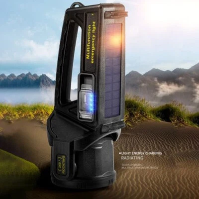 TORCIA LED RICARICABILE SOLARE IMPERMEABILE POTENTE LUNGA GITTATA ALLUMINIO