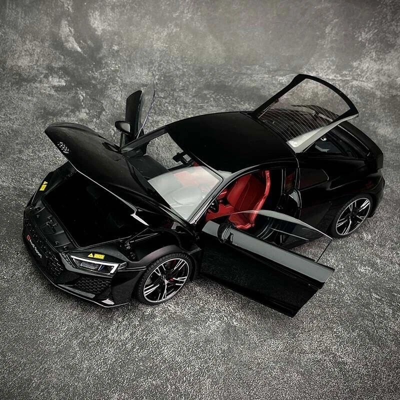 1/18 Audi R8 Coupe 2021 open close diecast car model by Kengfai gloss black - Image 4 of 4