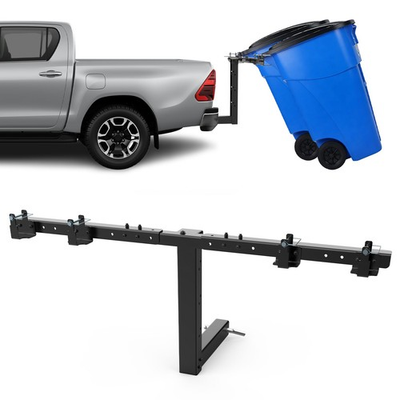 #ad Dual Trash Can Hauler Hitch2quot; Receiver Adjustable Garbage Can Towing Trailer $64.99