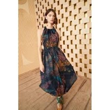 Ulla Johnson Leyna Gathered Printed Taffeta Midi Dress Floral Open Back Size 4
