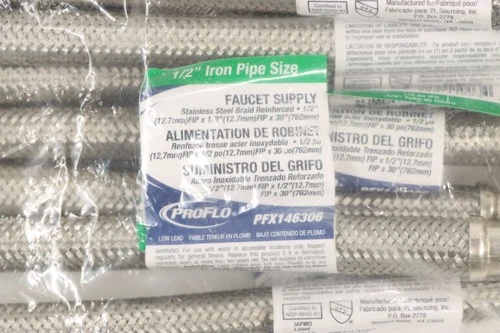 ProFlo PFX146306 1/2" x 1/2" FIP 30" Stainless Steel Sink Connector, PK 10 - Picture 3 of 5