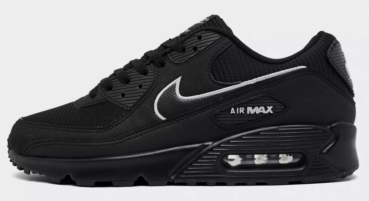 New NIKE Air Max 90 Classic Retro Men's Athletic Sneakers black gray  all sizes — product photo 2 of 11