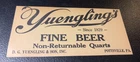 Vintage YUENGLING’S Fine Beer Paper Sign - Pottsville, Pennsylvania