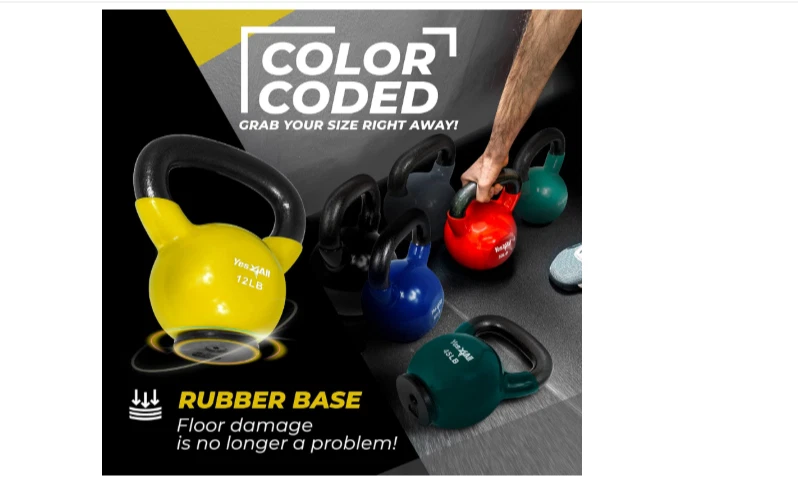 Набор гирь Yes4All с резиновым основанием 10-65 фунтов для женщин - Изображение 2 из 4