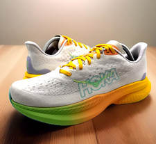 Hoka Mach 6 Men Running Shoes White Yellow 1147790 Size 10 Sneaker EUC