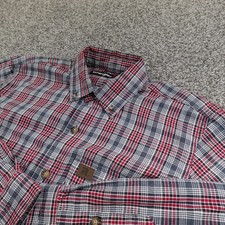 Wrangler Shirt Mens S Blue Plaid Flannel Riggs Button Up Long Sleeve Workwear