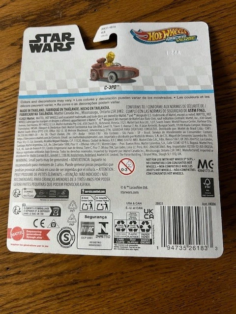 2025 Hot Wheels Racer Verse Star Wars C-3PO NEW - Image 3 of 3