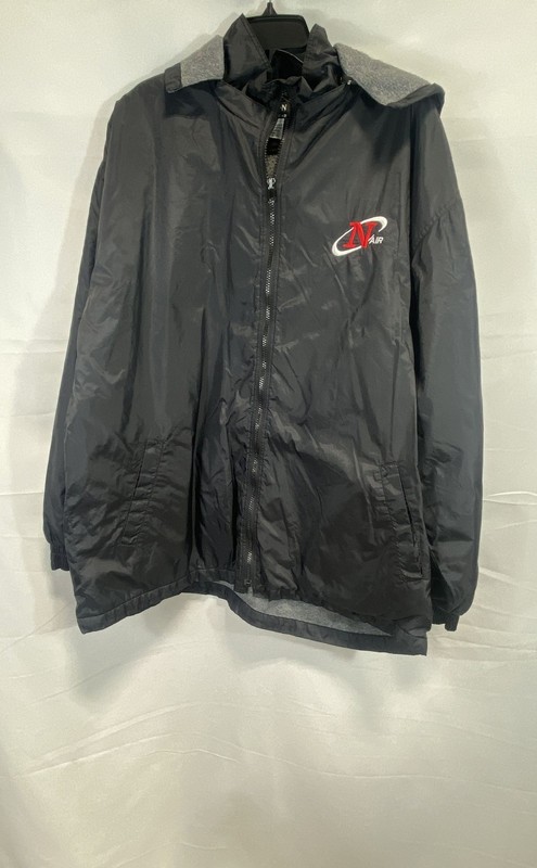 Vintage 90s Vision Sportswear Men's Black LV Air Fleece Lined Hooded Jacket L