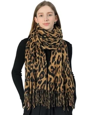 Womens Warm Pashmina Shawl Large Winter Blanket Cashmere Scarf Leopard Print