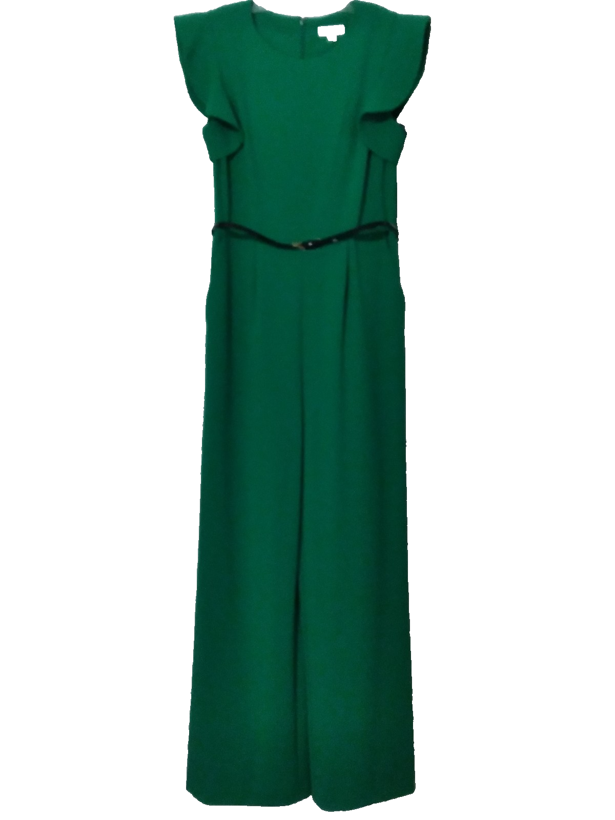 NWT Calvin Klein Green Wide-Leg Jumpsuit Flutter Sleeve Belted Pockets Size 12