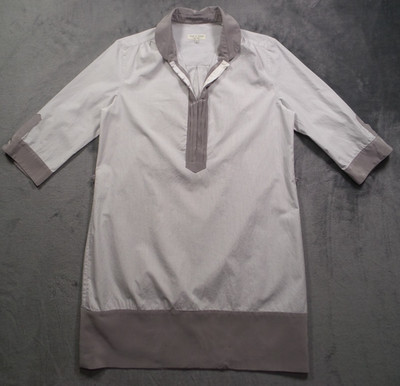 Rag & Bone Mini Shirt Dress Womens Size 8 Gray Peasant Tunis Striped Tunic