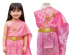 Thai Dress Young Girl Ceremony Outfits National Traditional Hand Made 2-8 years