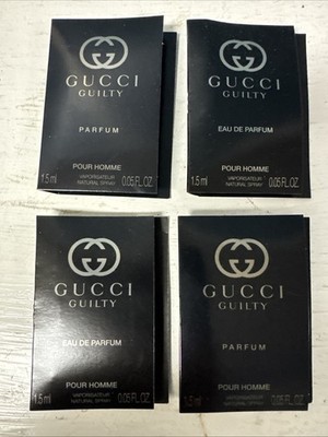 4 GUCCI GUILTY POUR HOMME PARFUM SAMPLES 0.05 FL. OZ. 1.5 ML SPRAY FRESH