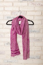 Vintage Japanese Chirimen Silk Scarf, Fuchsia Pink with Shibori Technique