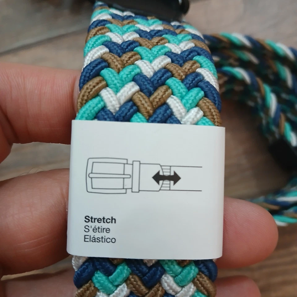 Cinto de tecido Nike médio (34-36) azul golfe elástico flexível trançado G-Flex - Imagem 3 de 4