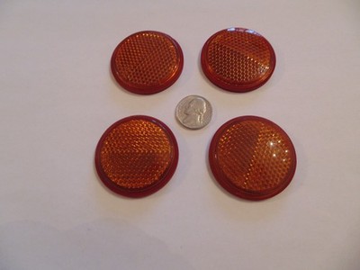 4 Vintage Stemsonite AGA 10 Reflectors 1940-50s Yellow and Rust color 1 3/4''