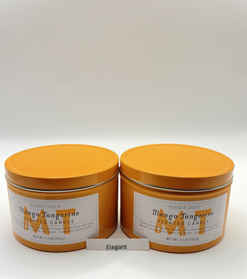 2 Packs Trader Joes Mango & Tangerine Scented Candles LIMITED 5.7 oz X 2 Jars