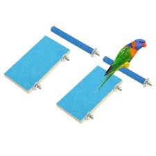 Bird Perch Stand, Wooden Parrot Perch Toy, Paw 7.48 x 3.94 Blue, 2 Pcs 