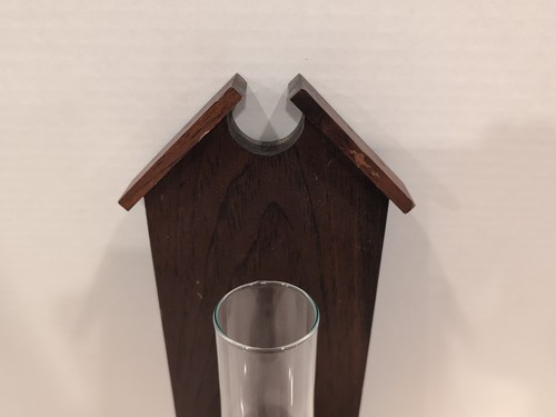 Vintage handcrafted wooden wall sconce, candle holder with globe - Picture 5 of 11