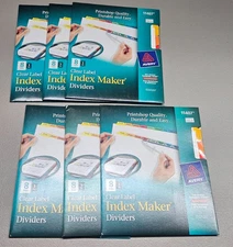 Lot of 6 BRAND NEW Avery 11407 Clear Label Index Maker Dividers
