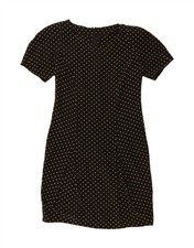 VINTAGE Womens Sheath Dress UK 14 Medium Black Polka Dot ZN04