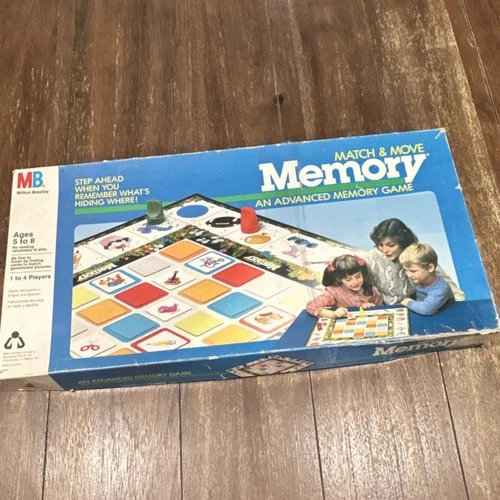 Vintage 1986 Milton Bradley Match & Move Memory Strategy Board Game Ages 5-8