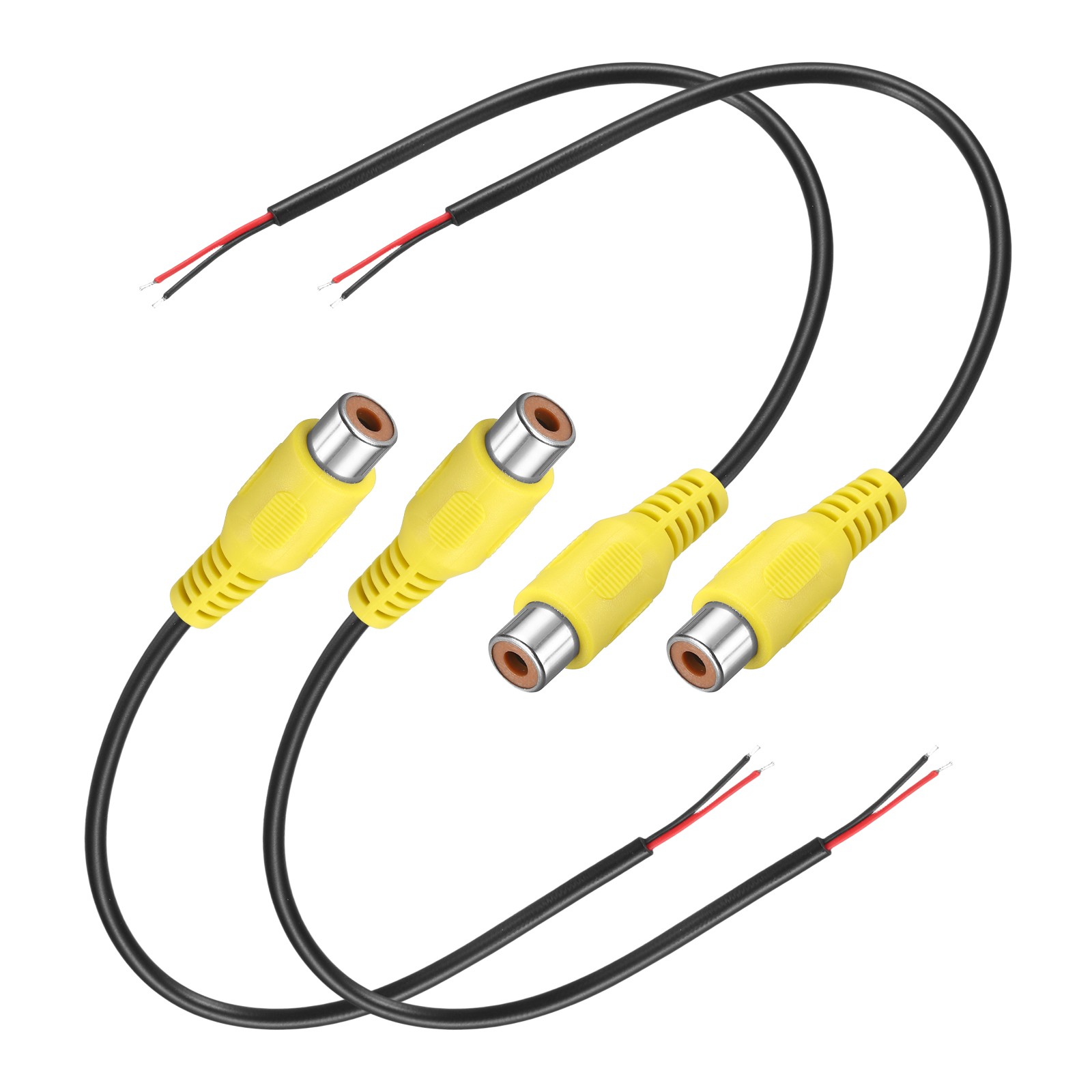 0.7FT RCA to Bare Wire Speaker Cable, Yellow RCA Female Plug