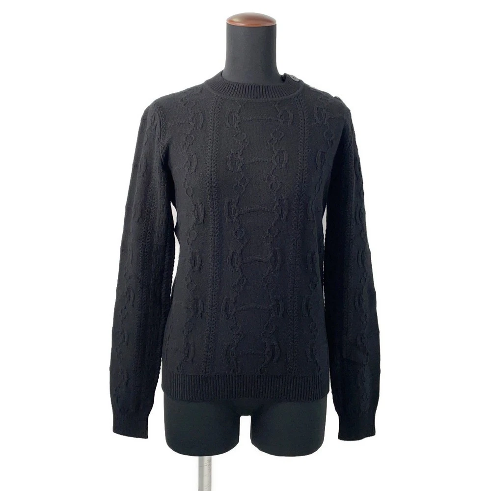 Hermes — HERMES Knit Chaine d'AncrePattern long sleeve Size 36 Wool80%/Cashmere20% Bl...