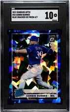 2019 Panini Donruss Optic #33 Corbin Burnes RC SGC 10 Blue Cracked Ice Prizm /7