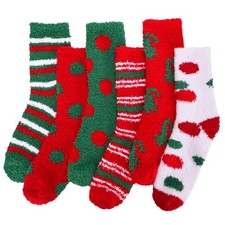 6 Pairs Women's Christmas Cozy Fluffy Winter Warm Fuzzy Slipper Socks Gifts