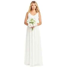 Show Me Your Mumu Kendall Maxi Dress V Neck Slit Wedding Cake Chiffon White S