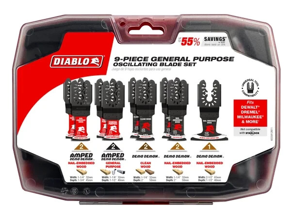 Diablo Tools DOU9S 9 pc Universal Fit General Purpose Oscillating