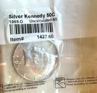 1969-D KENNEDY 40% SILVER BU UNC GEM BEAUTIFUL LITTLETON HALF DOLLAR #1