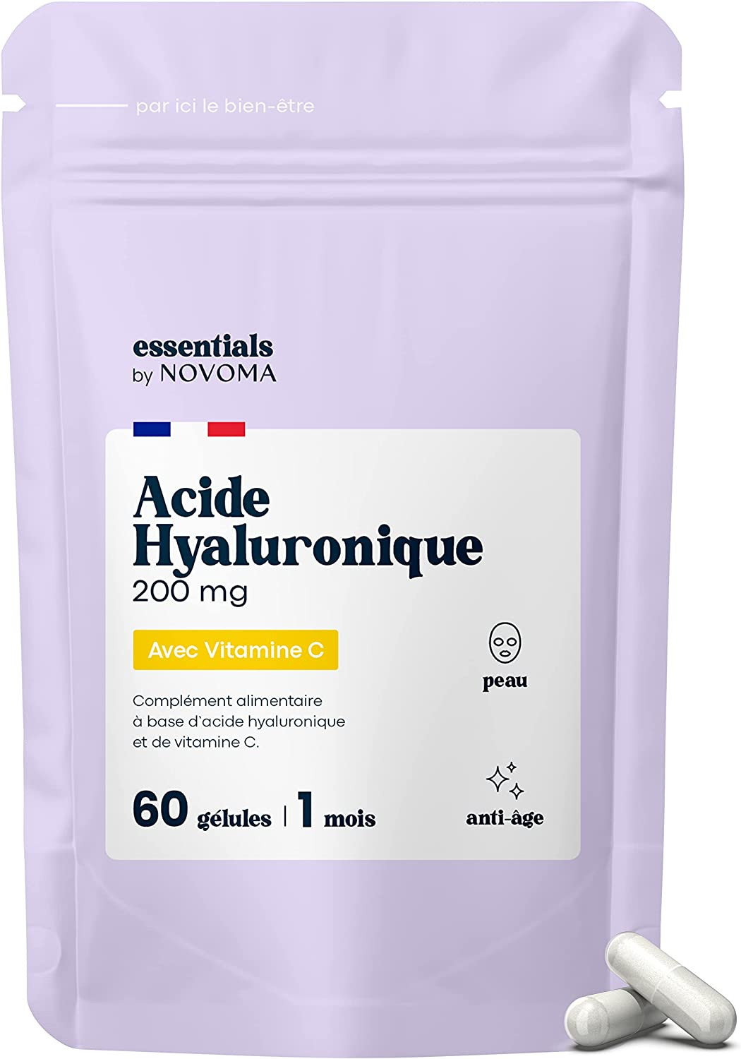 Acide Hyaluronique Pur Haute Pureté 60 Gélules Anti-Âge
