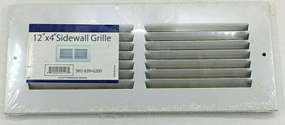 Altus 639-6200  12'' X 4'' Sidewall Grille White Metal For RV, Camper, Trailer