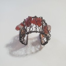 Handmade Vintage 1970s Wire Wrapped Agate Ring