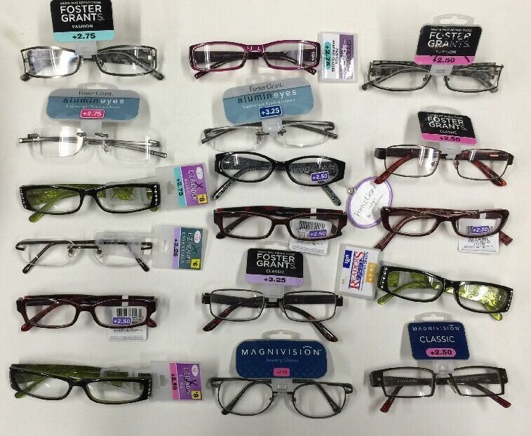 WHOLESALE LOT- 25 FOSTER GRANT Magnivision READING GLASSES assorted 1.00 - 3.25