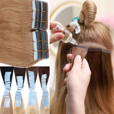 20-80PCS 50-200G Tape In Remy Human Hair Extensions Skin Weft Invisible Thick US