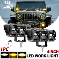 2Pcs 4inch Rectangular LED Work Light Bar Pods Driving Fog White Yellow Offroad