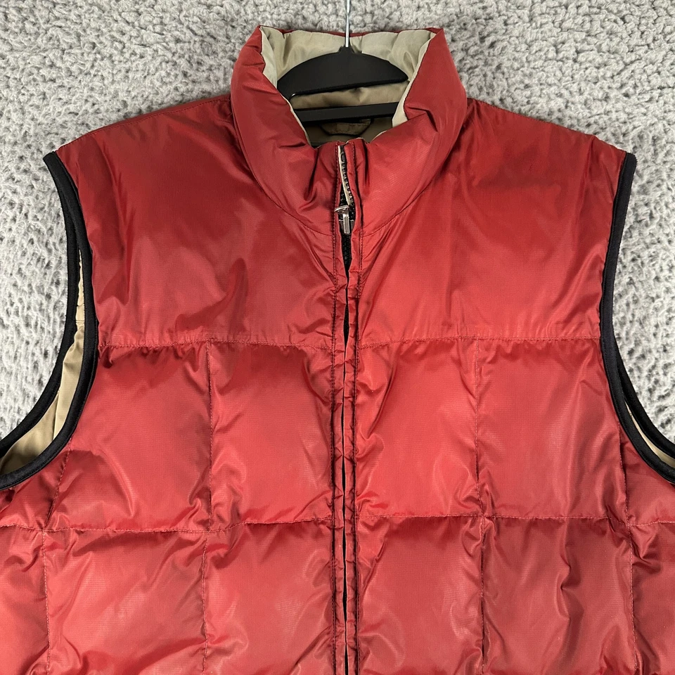 EDDIE BAUER Vest Mens Medium Red Goose Down Puffer Quilted Full Zip Insulated - Image 2 of 4