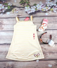 Vtg Gymboree Tropical Paradise Reversible Butterfly Stripe Dress Socks Headband